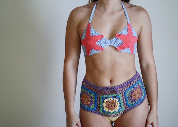 Starfish Mermaid Bikini Top Crochet Cotton Swimwear Unique Crop