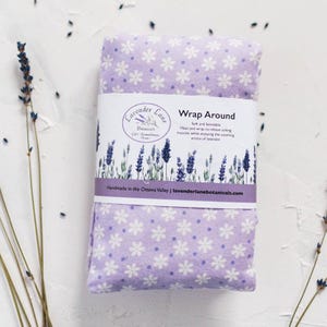Microwave Neck Wrap, Lavender, Purple with White Flowers,  Handmade in Canada, Headache Relief, Relaxation, Washable
