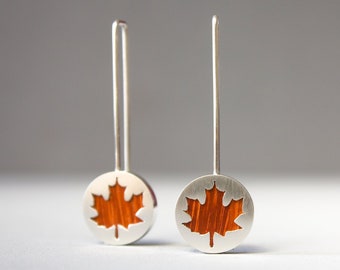 5 year anniversary gift for her, Wood and silver Maple leaf earrings, Unique nature inspired jewelry gift, Wood anniversary gift for wife