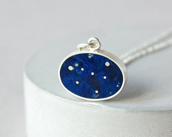 Personalized constellation necklace, Capricorn horoscope necklace, Zodiac sign gift, Blue galaxy necklace for birthday gift for her