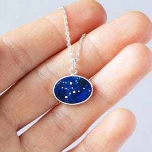 Custom Constellation Necklace, Zodiac Star Sign Necklace, Handmade Silver and Blue Celestial Jewelry, Virgo Pendant, Birthday Gift for Her