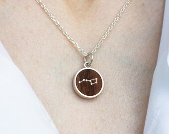 Celestial Constellation Necklace, Custom Stars Pendant, Handmade Silver & Wood Cosmic Jewelry, Astronomy Gift for Her, Unique Birthday Gift