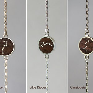 Big dipper constellation bracelet, Minimalist bracelet in sterling silver and wood, Personalized celestial jewelry, Unique wooden gift image 9