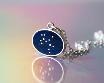 Zodiac Constellation Necklace, Handmade Celestial Jewelry, Zodiac Gift for Her Birthday, Unique Astrology Gift, Silver Horoscope Necklace