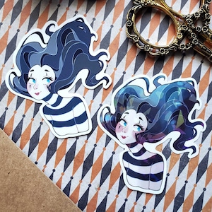 Circus Mime / Pegatinas de vinilo troqueladas de acabado de gema brillante y holográfica