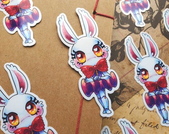 Chibi Ballerina Bunny Mechanical Doll | Glossy Vinyl Die Cut Sticker