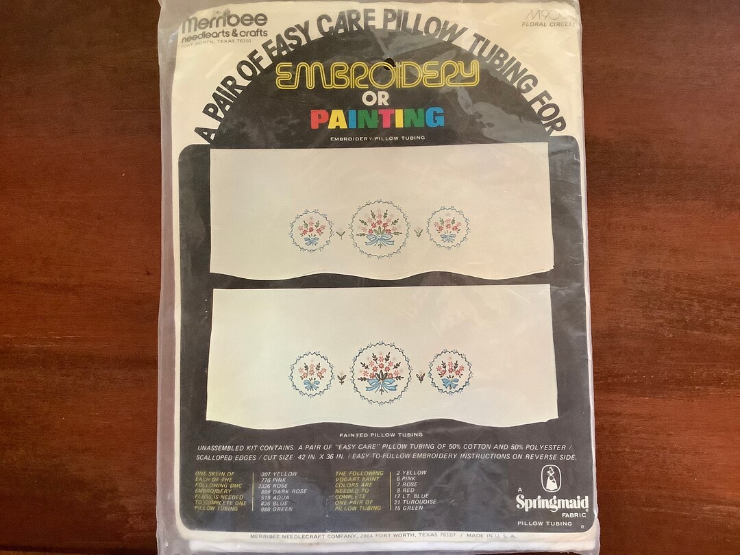 Merribee Vintage Stamped Pillow Case Set, From Pillow Tubing, Cotton/polyester Blend Etsy