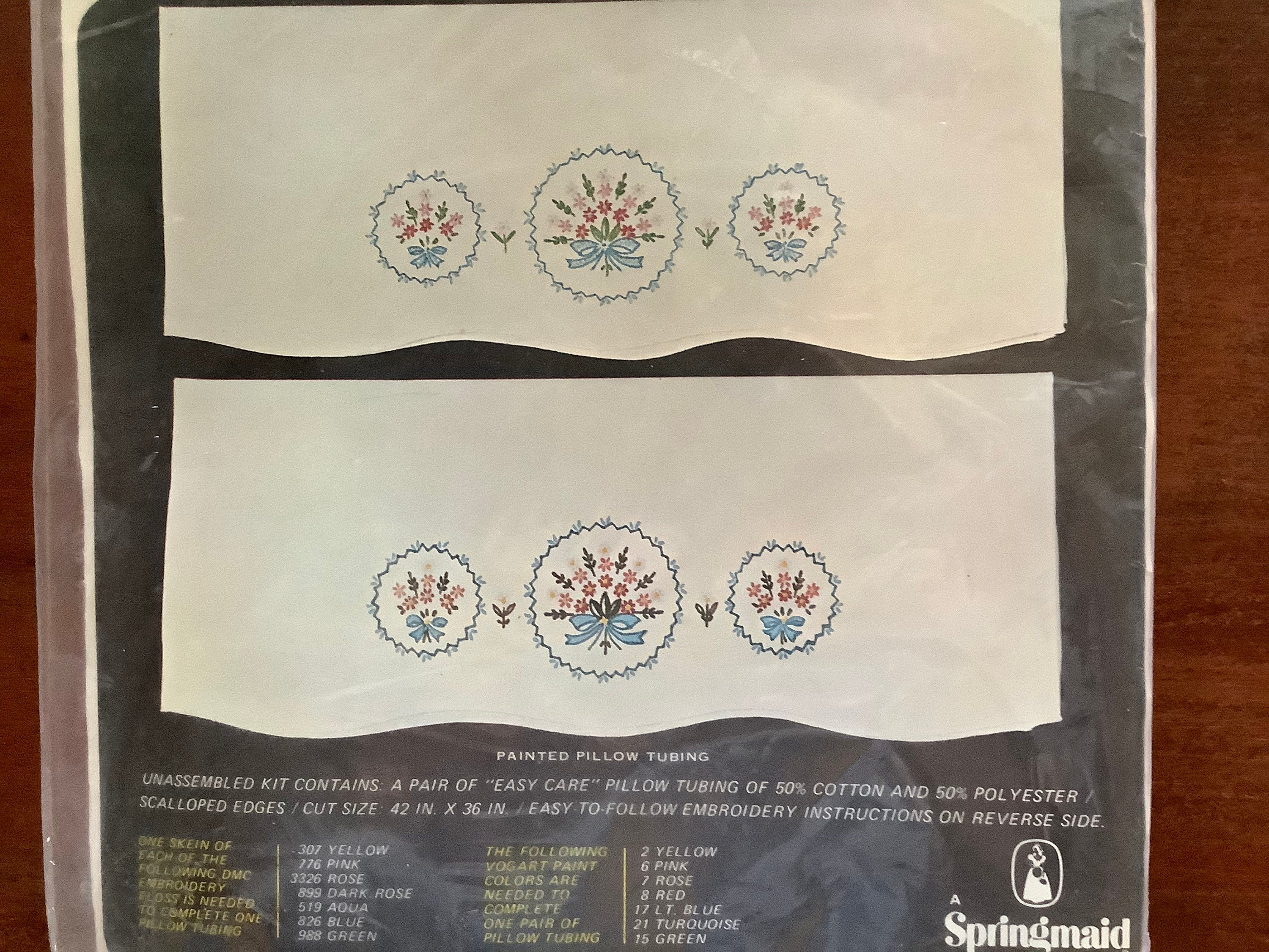 Merribee Vintage Stamped Pillow Case Set, From Pillow Tubing, Cotton/polyester Blend Etsy