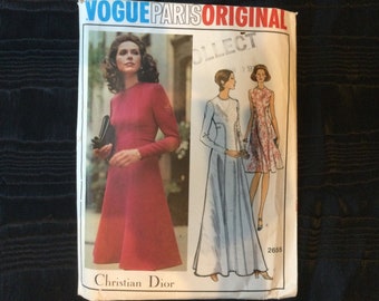 Patrón Vogue 2655, patrón de vestido vintage de Christian Dior, con variaciones