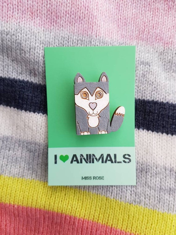 Items similar to Husky brooch Husky badge Husky pin cute dog badge