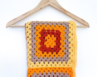 Granny Square Blanket | Sunshine Blanket | Lap Blanket | Handmade Blanket | Crochet Blanket | Retro Blanket