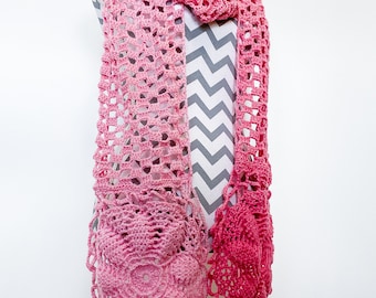 Dreamcatcher Pink Crocheted Scarf