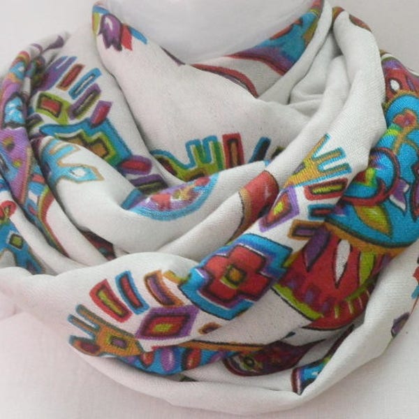 White summer infinity scarf,Bollywood wedding colorful scarf,Indian wholesale scarf,Evening wrap Tassel scarf,Scarves,Designer Party stole,