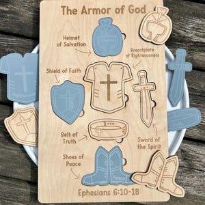 Rompecabezas SVG de la Armadura de Dios, Armadura de Dios para niños, Educación cristiana en el hogar, Actividad de escuela dominical, Tablero bíblico Montessori, SVG