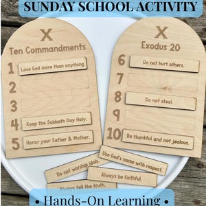 Ten Commandments for Kids, Wooden Bible Learning Toy, Christian Homeschool Resource, Sunday School Activity, SVG
