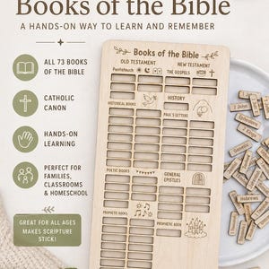 Rompecabezas de 73 libros católicos de la Biblia, juguete de madera para aprender la Biblia, recurso para la educación católica en el hogar, actividad para la escuela dominical, SVG