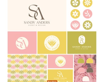 Custom branding, Custom brand, Colorful brand, Monogram logo,  Feminine Logo, Branding Package, Minimalist Logo, Custom brand pattern