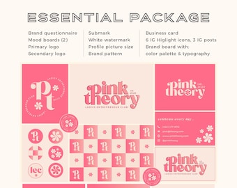 Brand Design, Custom Branding kit, Brand Board, Custom Logo Kit, IG icons, Feminime design, Custom brand pattern, Feminime Logo, Brand suite