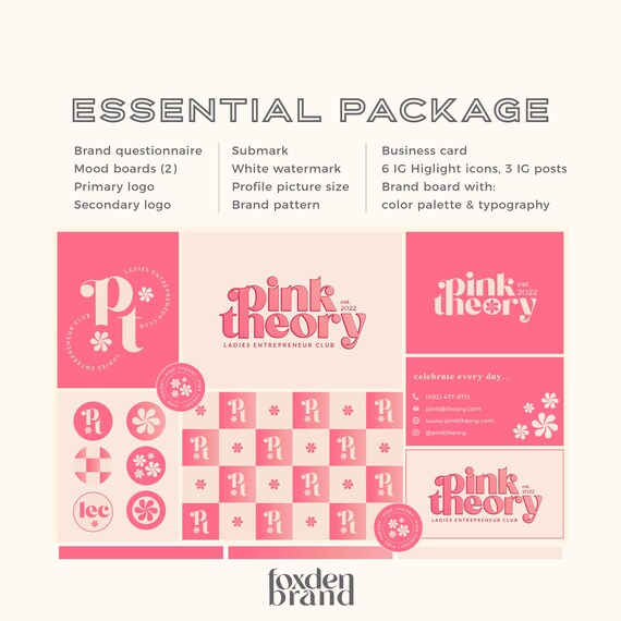 Brand Design, Custom Branding kit, Brand Board, Custom Logo Kit, IG icons, Feminime design, Custom brand pattern, Feminime Logo, Brand suite