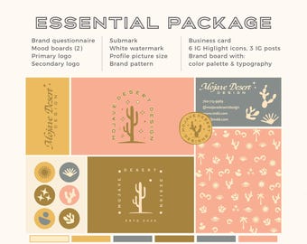 Desert brand, Cactus logo, Brand package, Branding kit, Professional brand, South branding, Instagram icons, Mojave design, Business card