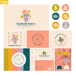Paquete de marca personalizado, paquete de marca, kit de logotipo, kit de marca, marca femenina, kit de logotipo personalizado, kit de redes sociales, identidad de marca, panel de estado de ánimo