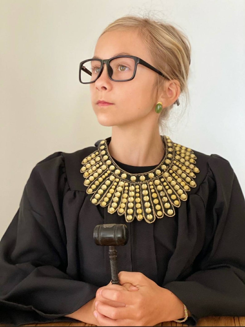 Ruth Bader Ginsburg Gold Silver Handmade Studs Filigree RBG Dissent Collar Jade Earrings