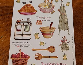 Susan Branch Vintage Lovelace Family LTD Sticker Sheet.  Home Cooking   Very Rare HTF (1997)
