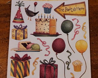Creative Imaginations Debbie Mumm Sticker Sheet ~  Birthday Greetings   HTF