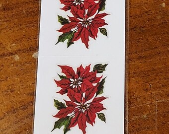 PSX DESIGN Package Sticker Sheets 2x8 inches ~ Christmas Red Poinsettia  (2002)     HTF