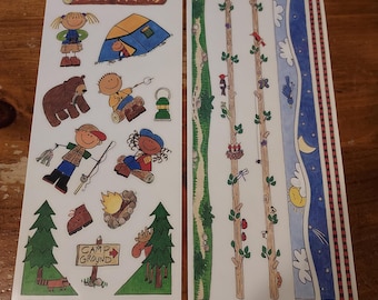 Me and My Big Ideas MAMBI Sticker Set of Two ~ Camping Kids & Camping Kids Borders.  RHTF