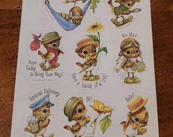 Hallmark Cards Vintage Sticker Sheet ~ Spencer Sparrow(1979)  Very RHTF
