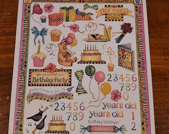 Creative Imaginations 8x10 Sticker Sheet ~ Happy Birthday by Debbie Mumm.  NIP  RHTF
