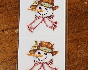 PSX DESIGN Package Sticker Sheets 2x8 inches ~ Winter Snowman Face  (2002)     HTF
