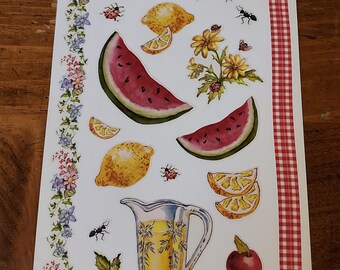 PSX DESIGN 12x6 Sticker Sheet ~  Summer Picnic Time w/Borders.    RHTF (2002)