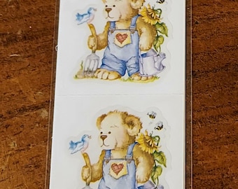 PSX DESIGN Package Sticker Sheets 2x8 inches ~ Garden Bear (2002)     HTF