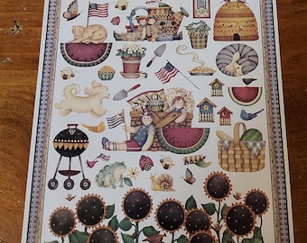 Creative Imaginations Debbie Mumm Collector's Stickers 8x10 Sticker Sheet ~  Backyard Summertime Picnic.  HTF