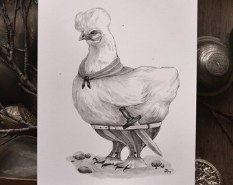 Original ink drawing - Inktober Poule Silk