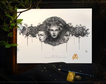 A4 Art Drawing: The Scent of Blood and Honey - Stamped and Signed Prints