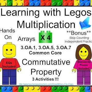 Learning with Legos - Multiplication x4 Common Core  3.OA.1, 3.OA.5, 3.OA.7 with Bonus Activity