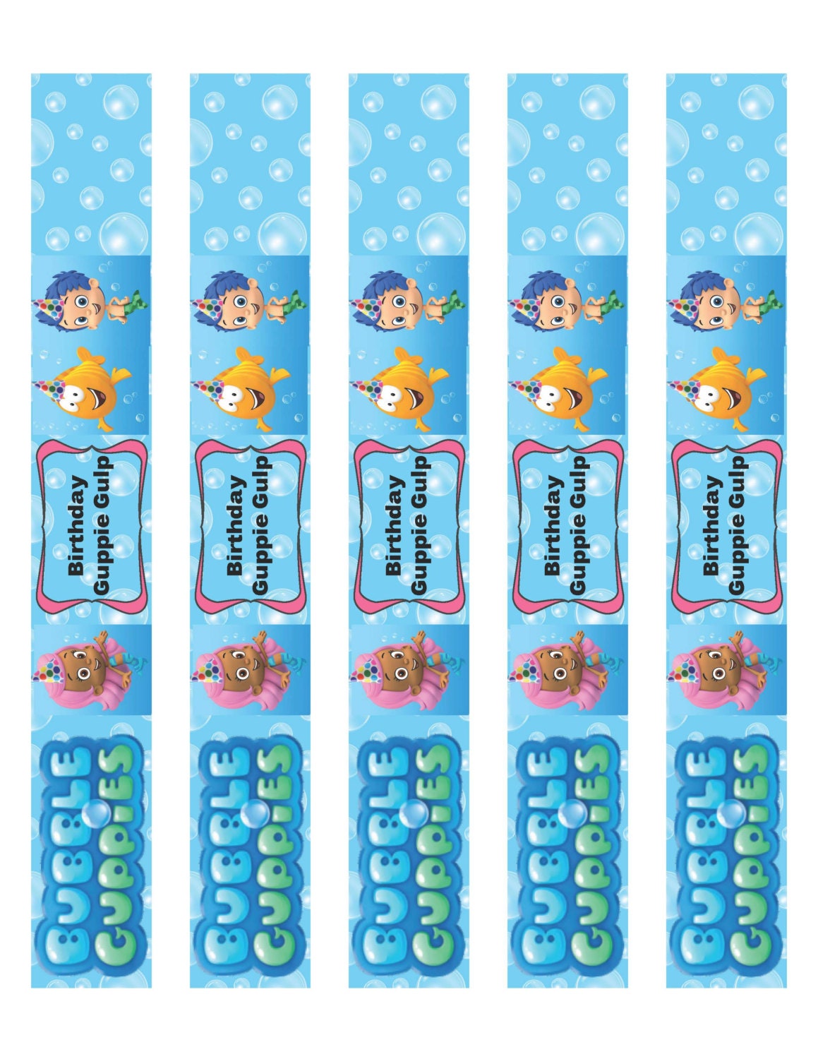 Bubble Guppies Water Bottle Label Great for Parties guppy Gulp Etsy