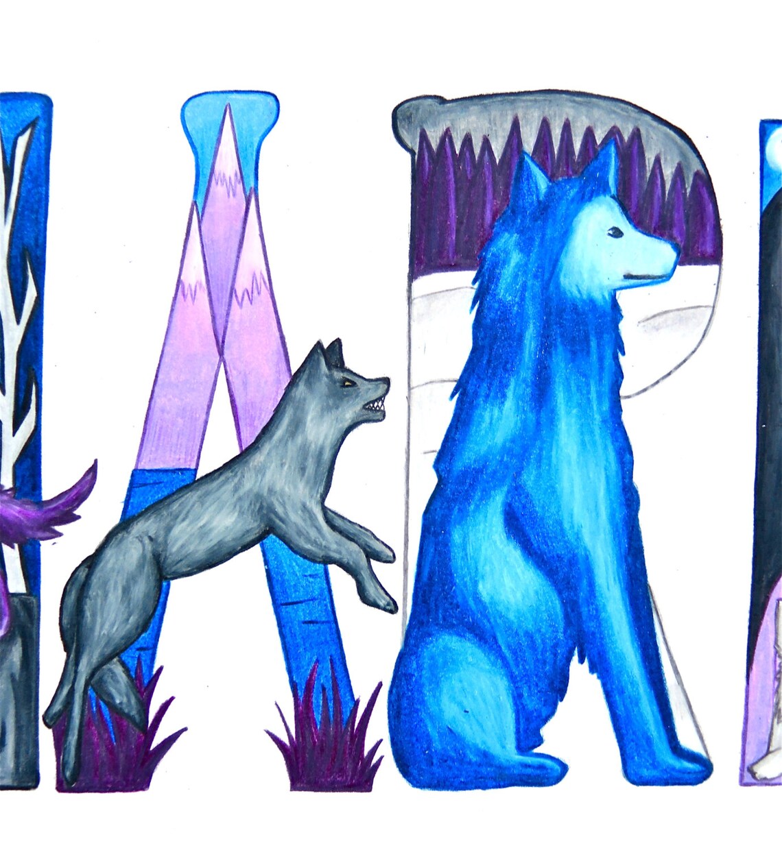 Wolf Wall Decor Personalized Art Nursery Decor Full Moon Gift Etsy