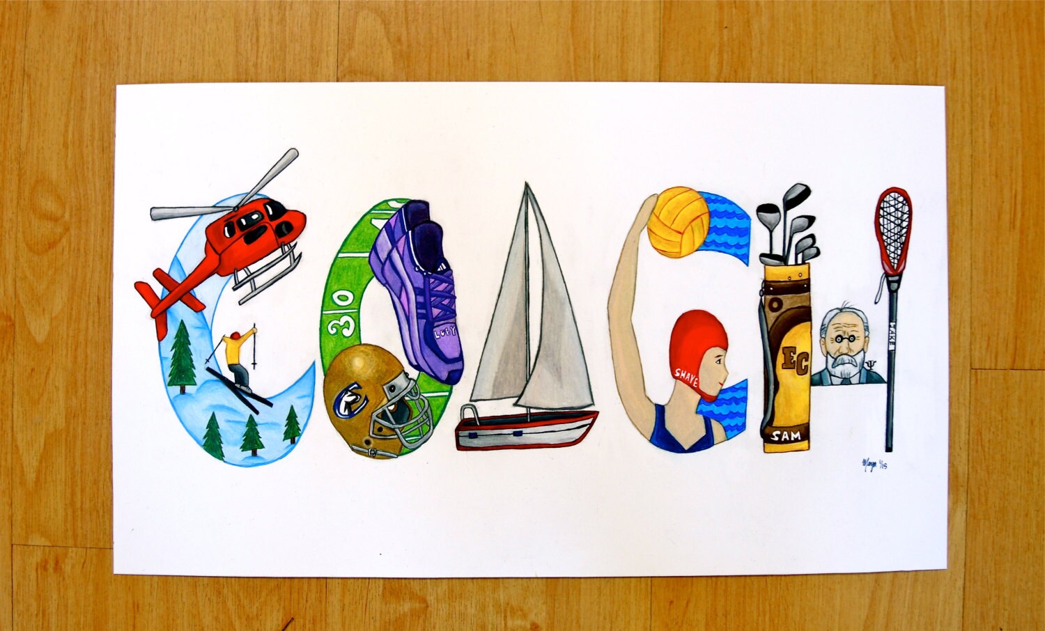 Custom Coach Gift Personalized Name Art for Dad Men Teacher Etsy