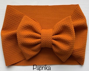 In stock solid/paprika/baby/headwraps/large bow/headband