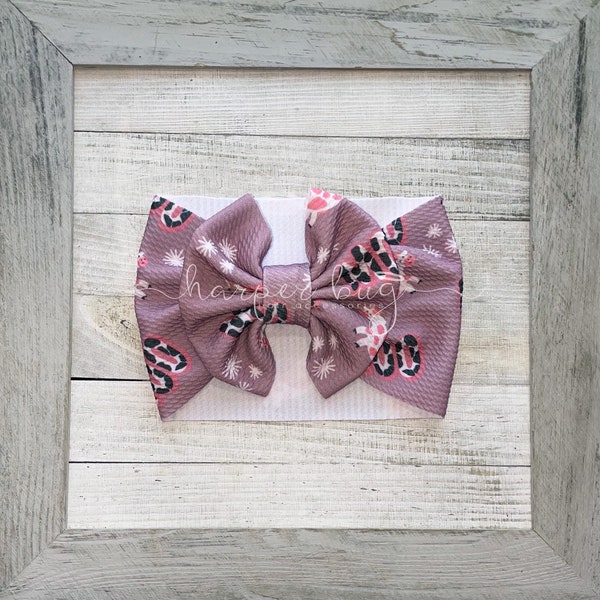 Cow/Moo/pink spots/girl/skirted/bummies/liverpool/textured/baby/headwraps/large bow/headband