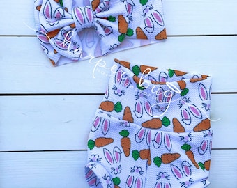 Easter/carrot/bunny/skirted/bummies/liverpool/textured/baby/headwraps/large bow/headband