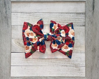 Flowers/floral/blue/red/patriotic/girl/skirted/bummies/liverpool/textured/baby/headwraps/large bow/headband