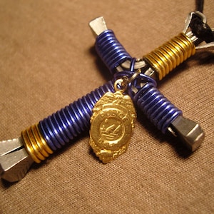 Police Disciples Cross Necklaces with badge charm