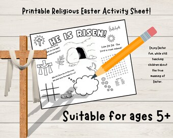 Activiteitenblad christelijk Pasen: kruiswoordraadsel, kleuren (pdf-download)