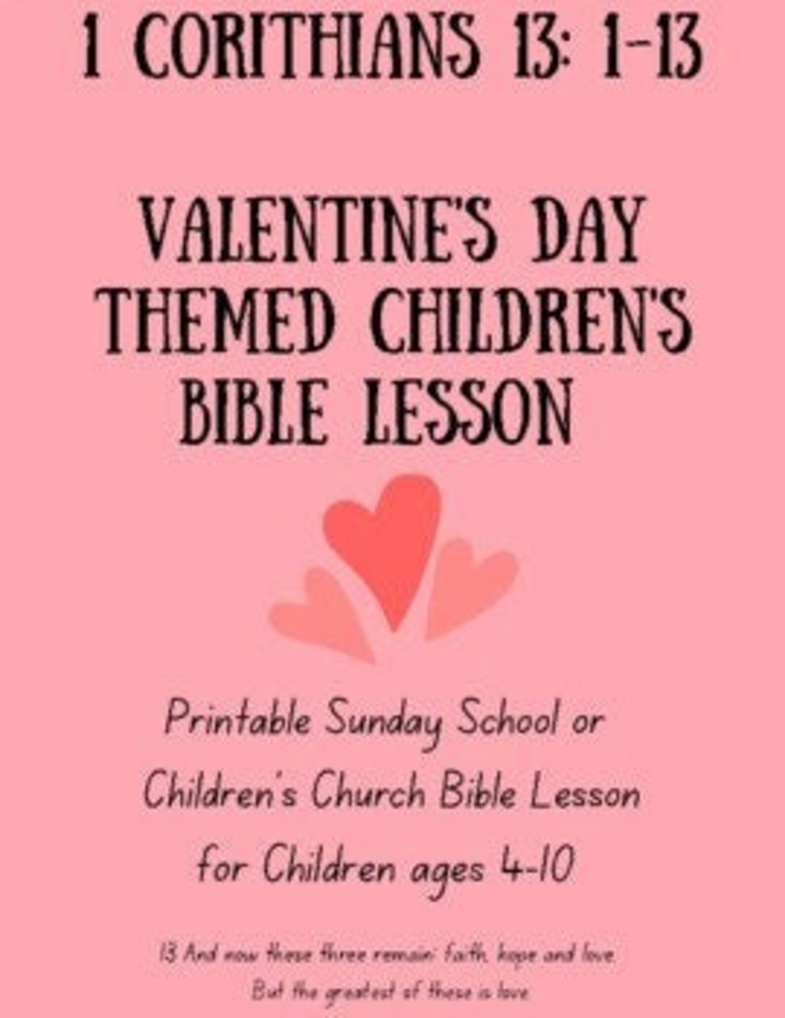 1 Corinthians 13 Children Kid's Bible Lesson Sunday School Valentine's