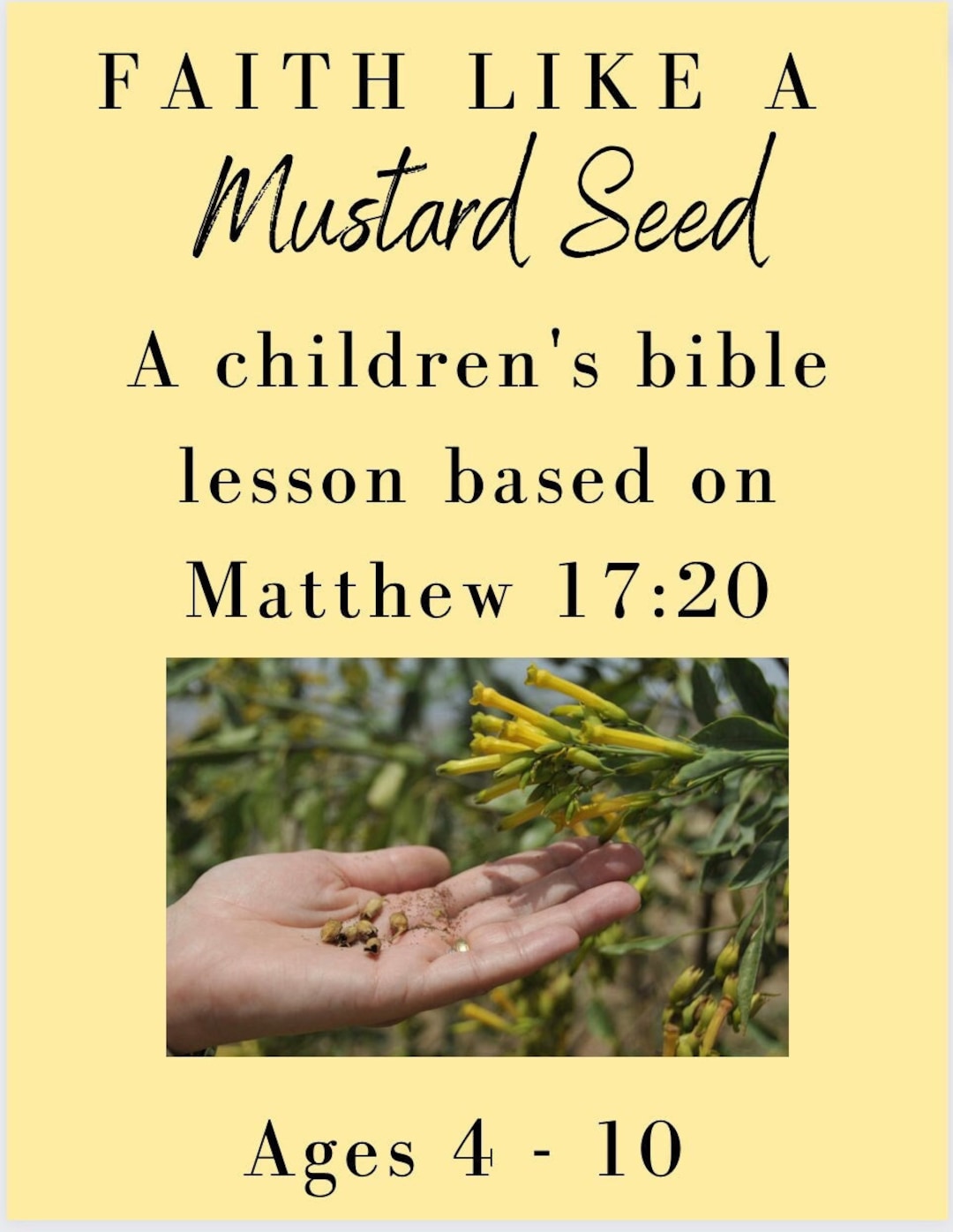 Faith Like a Mustard Seed Matthew 1720 Children's Bible Sunday School